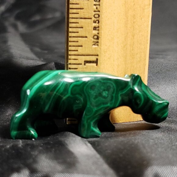 Vintage 2.25" Carved malachite hippopotamus Figurine - Picture 8 of 8